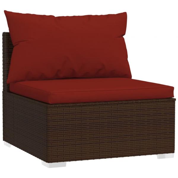 4-tlg. Garten-Lounge-Set mit Auflagen Poly Rattan Braun