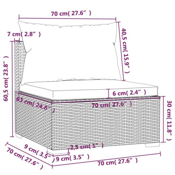 6-tlg. Garten-Lounge-Set mit Kissen Poly Rattan Grau