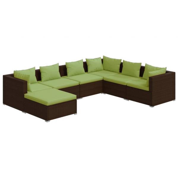 7-tlg. Garten-Lounge-Set mit Kissen Poly Rattan Braun