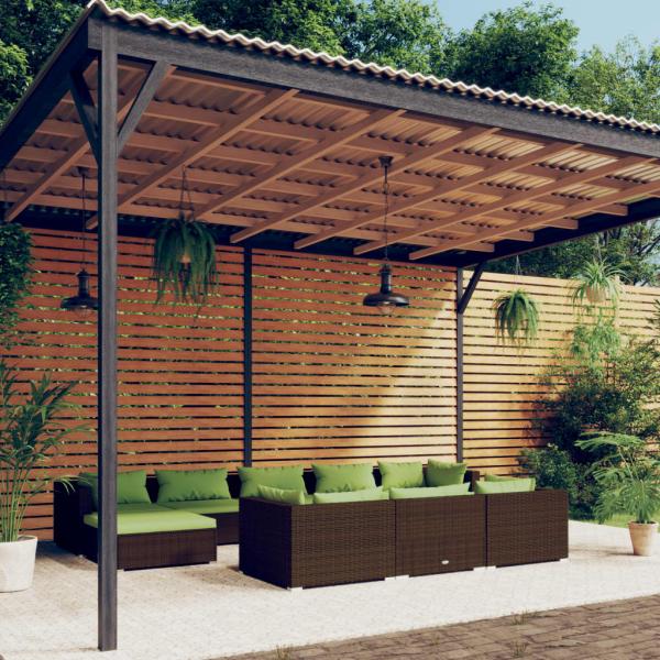 ARDEBO.de - 10-tlg. Garten-Lounge-Set mit Kissen Braun Poly Rattan