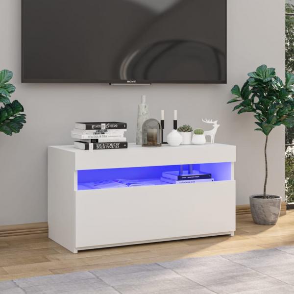 ARDEBO.de - TV-Schrank mit LED-Leuchten Weiß 75x35x40 cm