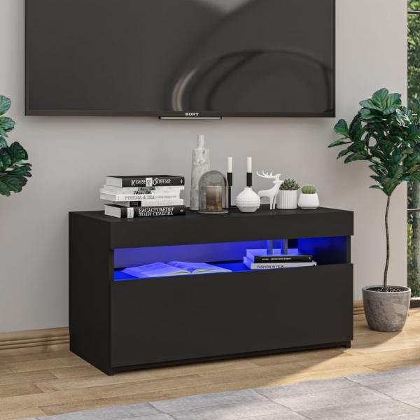 ARDEBO.de - TV-Schrank mit LED-Leuchten Schwarz 75x35x40 cm