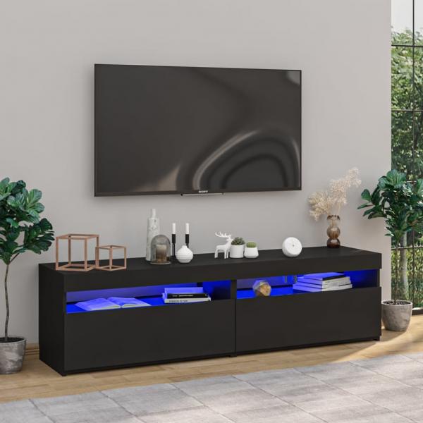 ARDEBO.de - TV-Schränke 2 Stk. mit LED-Leuchten Schwarz 75x35x40 cm