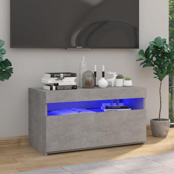 ARDEBO.de - TV-Schrank mit LED-Leuchten Betongrau 75x35x40 cm