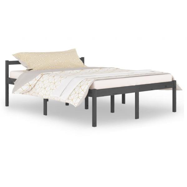 Seniorenbett Grau 150x200 cm Massivholz Kiefer