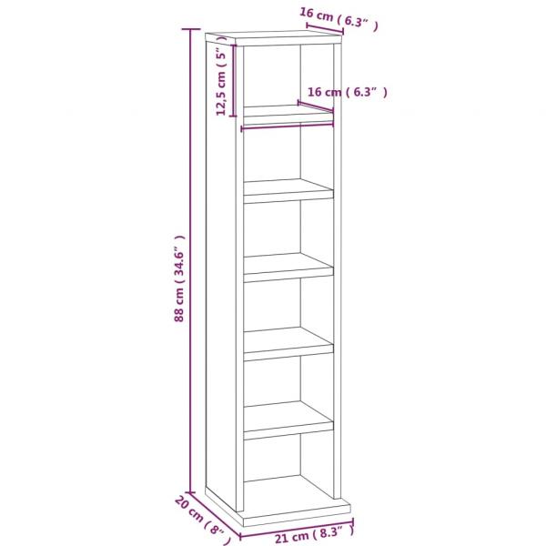 CD-Regal Braun Eichen-Optik 21x20x88 cm Holzwerkstoff