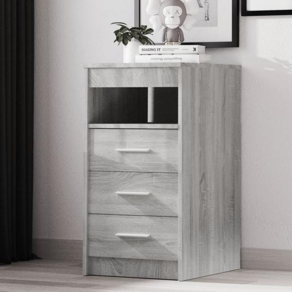 ARDEBO.de - Sideboard mit Schubladen Grau Sonoma 40x50x76 cm Holzwerkstoff