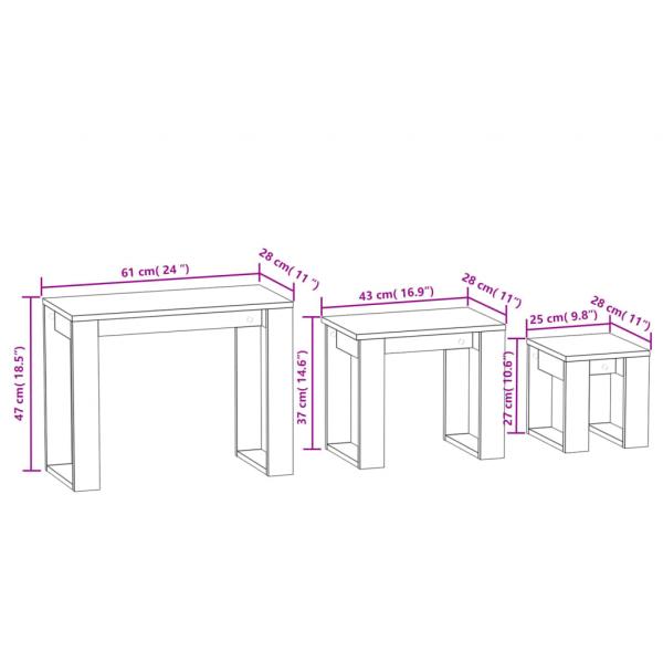 Satztische 3 Stk. Braun Eichen-Optik Holzwerkstoff