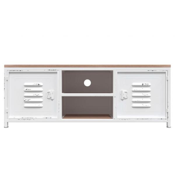 TV-Schrank Weiß 110x30x40 cm Eisen und Massivholz Tanne