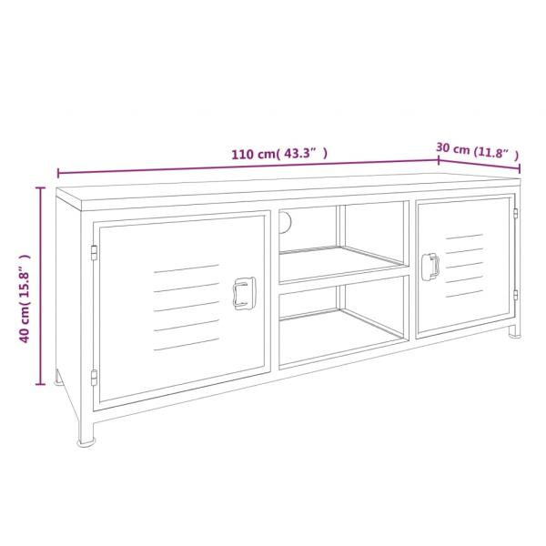 TV-Schrank Weiß 110x30x40 cm Eisen und Massivholz Tanne