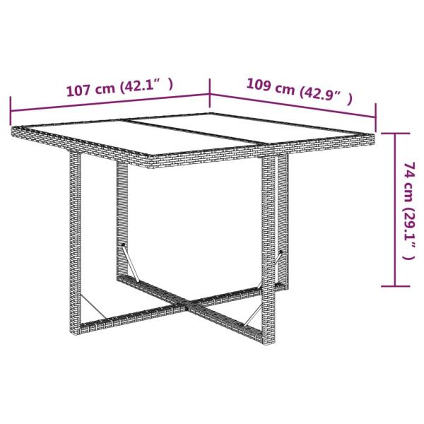 9-tlg. Garten-Essgruppe mit Kissen Poly Rattan Braun