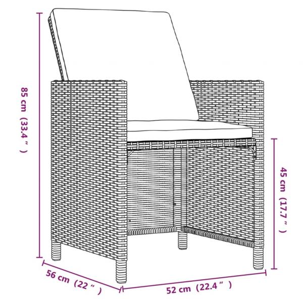 9-tlg. Garten-Essgruppe mit Kissen Poly Rattan Beige