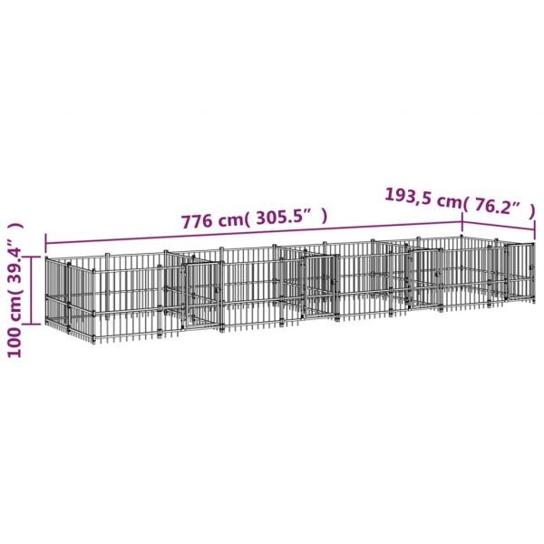 Outdoor-Hundezwinger Stahl 15,02 m²