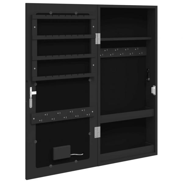 Spiegel-Schmuckschrank mit LED-Beleuchtung Wandmontage Schwarz