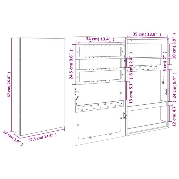 Spiegel-Schmuckschrank mit LED-Beleuchtung Wandmontage