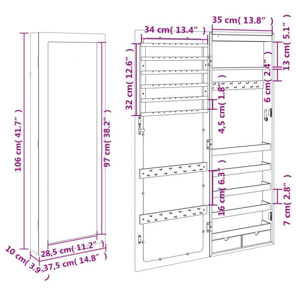 Spiegel-Schmuckschrank mit LED-Beleuchtung Wandmontage