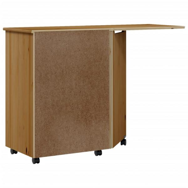 Rollschrank mit Schreibtisch MOSS Honigbraun Massivholz Kiefer