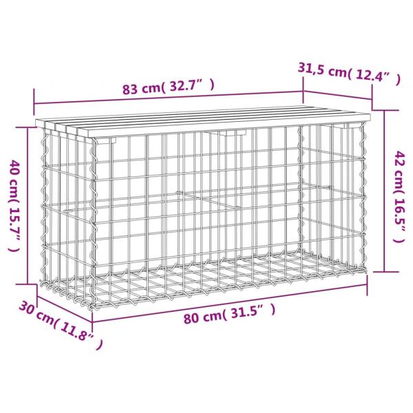 Gartenbank aus Gabionen 83x31,5x42 cm Kiefernholz Imprägniert