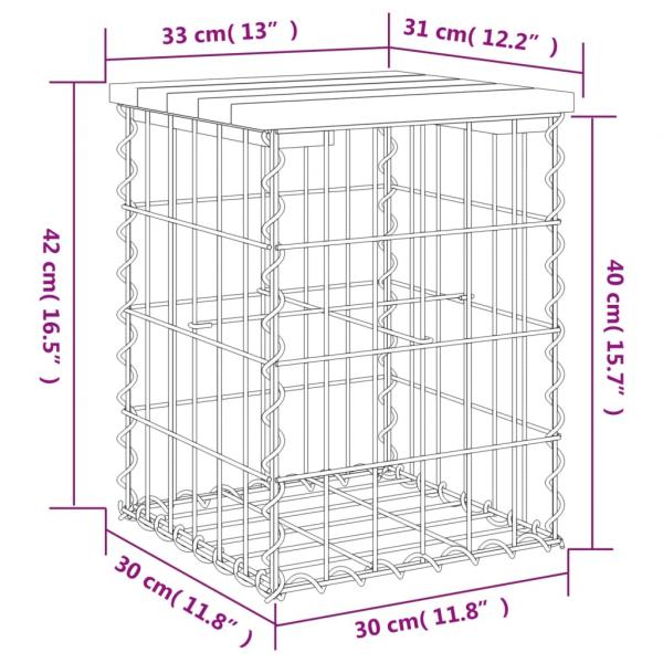 Gartenbank aus Gabionen 33x31x42 cm Massivholz Douglasie