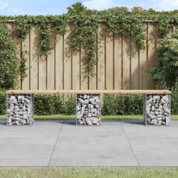 ARDEBO.de - Gartenbank aus Gabionen 203x31x42 cm Massivholz Kiefer