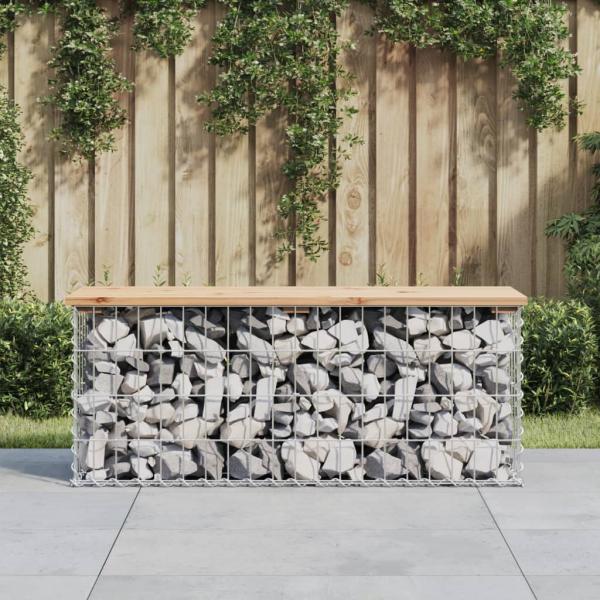 ARDEBO.de - Gartenbank aus Gabionen 103x31,5x42 cm Massivholz Kiefer