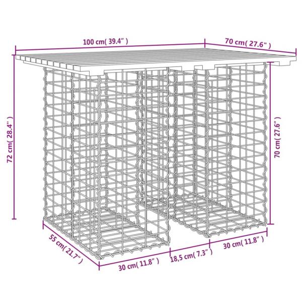 Gartenbank aus Gabionen 100x70x72 cm Massivholz Kiefer