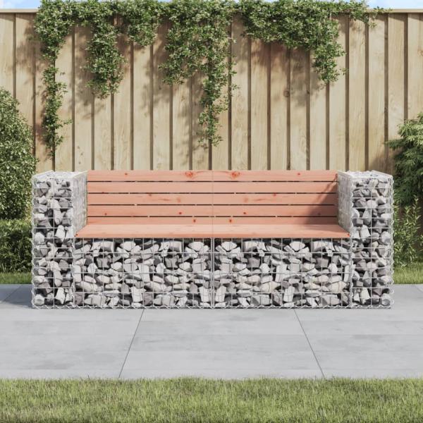 ARDEBO.de - Gartenbank aus Gabionen 184x71x65,5 cm Massivholz Douglasie