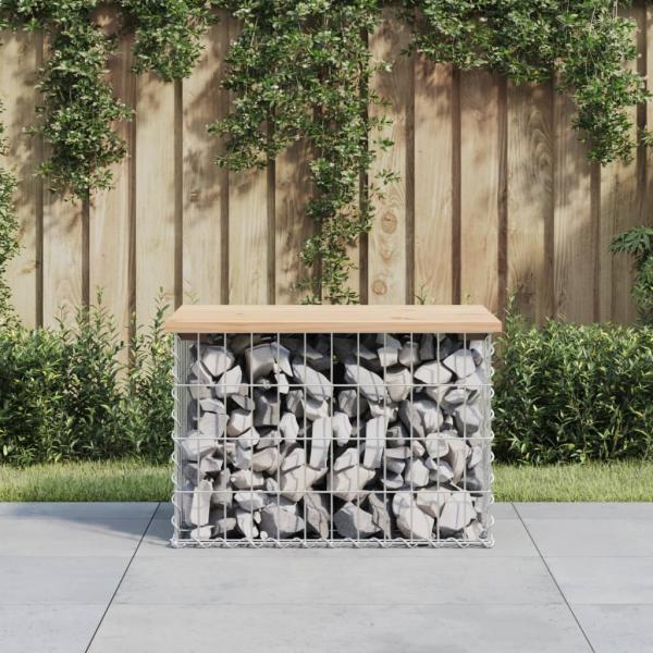 ARDEBO.de - Gartenbank aus Gabionen 63x44x42 cm Massivholz Kiefer