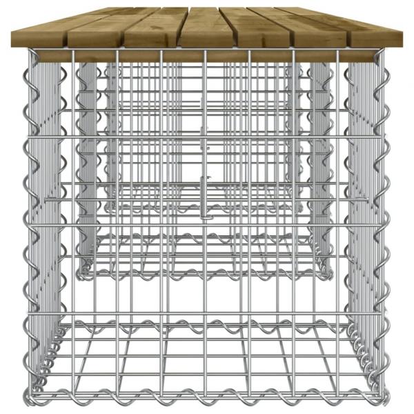 Gartenbank aus Gabionen 203x44x42 cm Kiefernholz Imprägniert