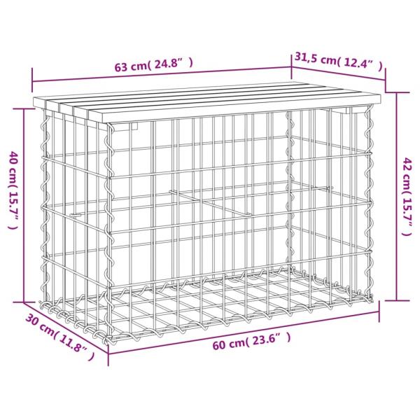 Gartenbank aus Gabionen 63x31,5x42 cm Kiefernholz Imprägniert