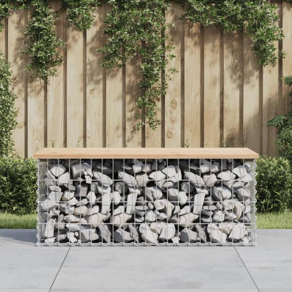 ARDEBO.de - Gartenbank aus Gabionen 103x44x42 cm Massivholz Kiefer