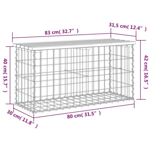 Gartenbank aus Gabionen 83x31,5x42 cm Massivholz Douglasie