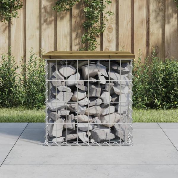 ARDEBO.de - Gartenbank aus Gabionen 43x44x42 cm Kiefernholz Imprägniert