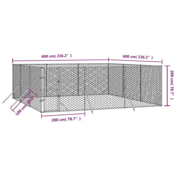 Outdoor-Hundezwinger Silbern 6x6x2 m Verzinkter Stahl