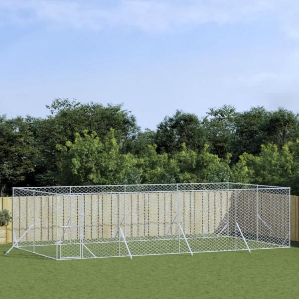 ARDEBO.de - Outdoor-Hundezwinger Silbern 8x4x2 m Verzinkter Stahl