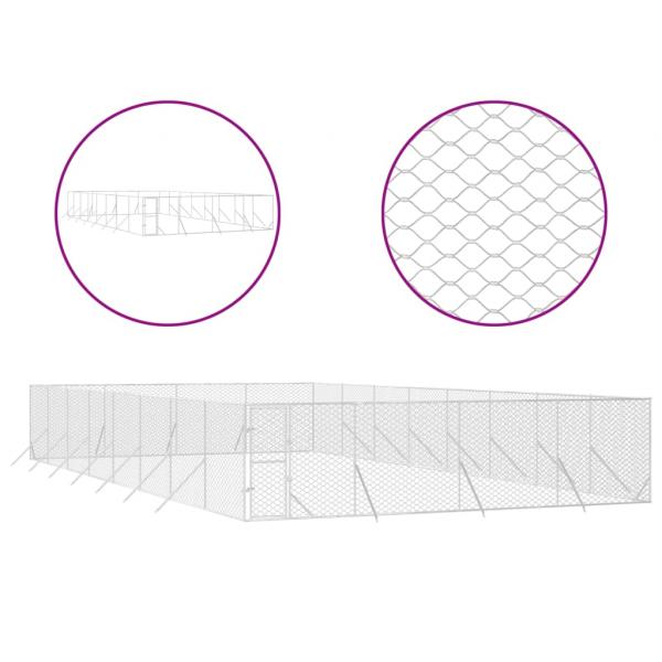 Outdoor-Hundezwinger Silbern 8x16x2 m Verzinkter Stahl