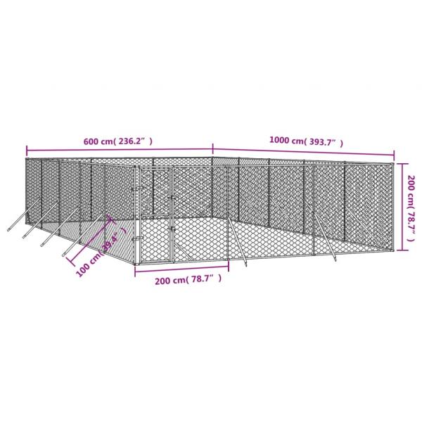 Outdoor-Hundezwinger Silbern 6x10x2 m Verzinkter Stahl