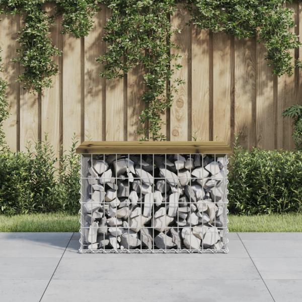 ARDEBO.de - Gartenbank aus Gabionen 63x44x42 cm Kiefernholz Imprägniert