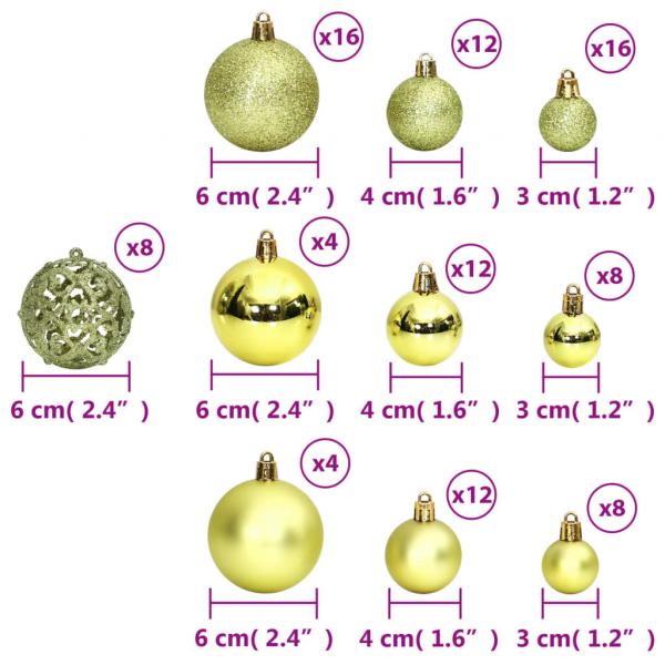 Weihnachtskugeln 100 Stk. Hellgrün 3 / 4 / 6 cm