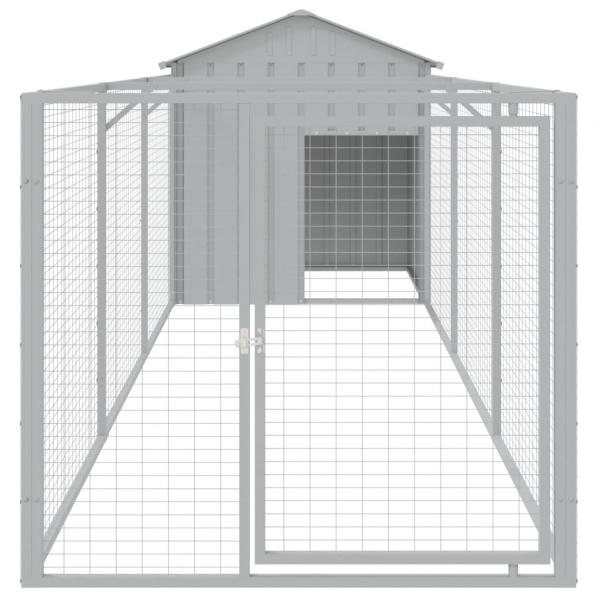 Hundehütte mit Dach Hellgrau 117x405x123 cm Verzinkter Stahl