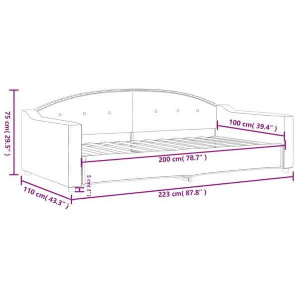 Tagesbett Hellgrau 100x200 cm Stoff