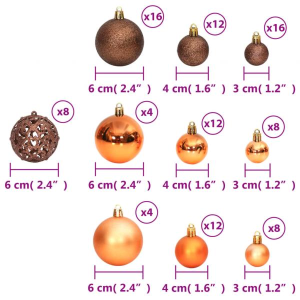 Weihnachtskugeln 100 Stk. Braun 3 / 4 / 6 cm