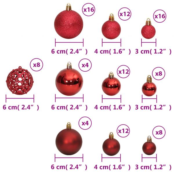 Weihnachtskugeln 100 Stk. Weinrot 3 / 4 / 6 cm