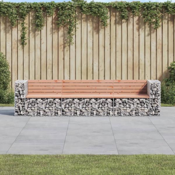 ARDEBO.de - Gartenbank aus Gabionen 287x71x65,5 cm Massivholz Douglasie