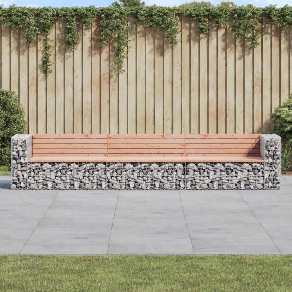 ARDEBO.de - Gartenbank aus Gabionen 347x71x65,5 cm Massivholz Douglasie