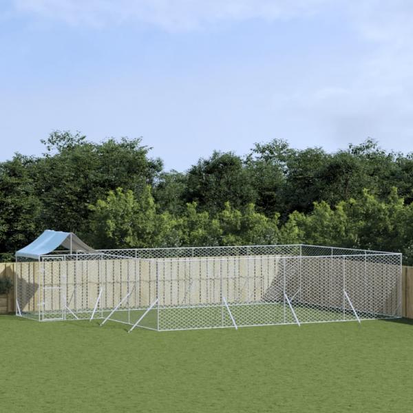 ARDEBO.de - Outdoor-Hundezwinger mit Dach Silbern 10x6x2,5 m Stahl Verzinkt