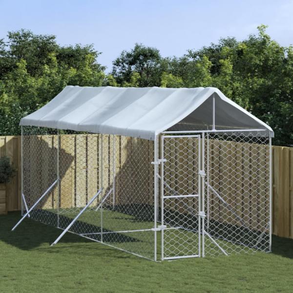 ARDEBO.de - Outdoor-Hundezwinger mit Dach Silbern 2x6x2,5m Verzinkter Stahl