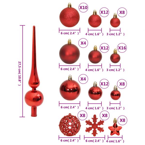 111-tlg. Weihnachtskugel-Set Rot Polystyrol