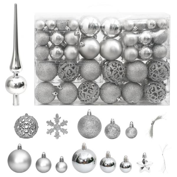 ARDEBO.de - 111-tlg. Weihnachtskugel-Set Silbern Polystyrol