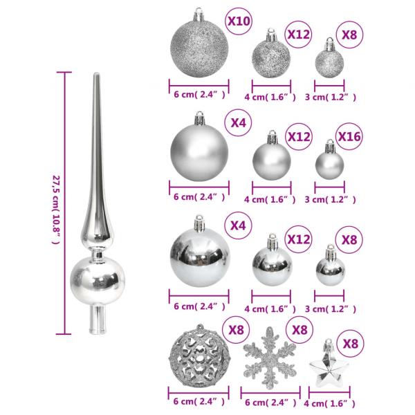 111-tlg. Weihnachtskugel-Set Silbern Polystyrol